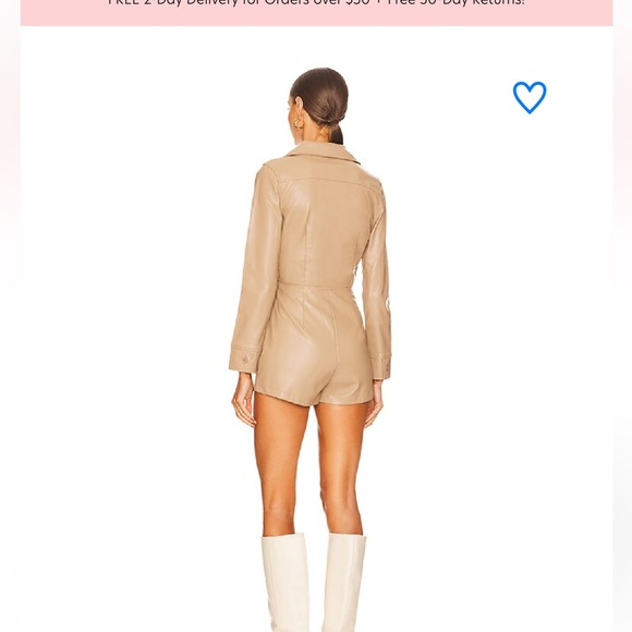 Super down Chantel Faux Leather Beige Romper Size M - Picture 4 of 11